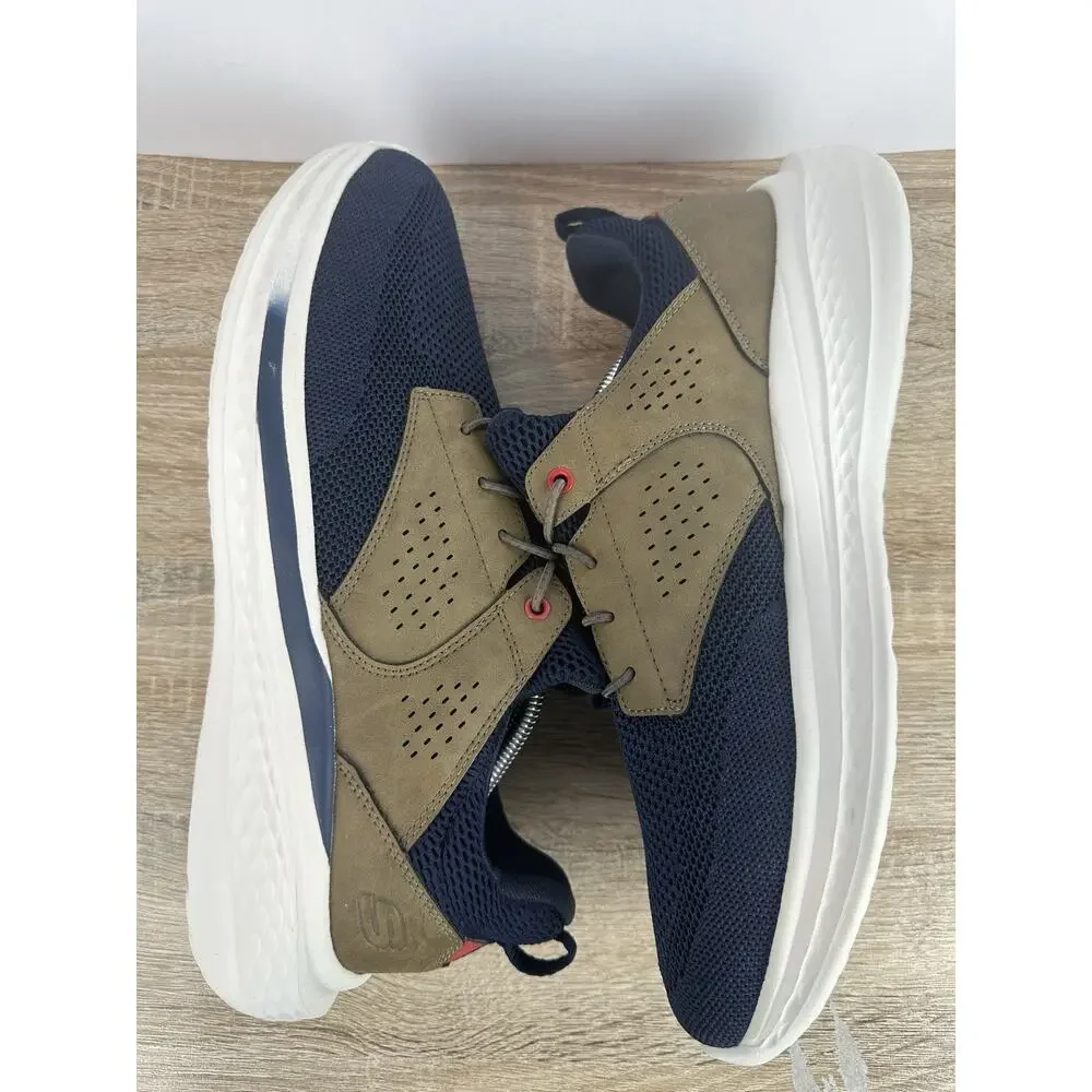 Skechers 210892 Relaxed Fit Air Cooled Memory Foam Men’s US 12 Navy Tan